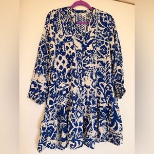 Blue and White Patterned dress